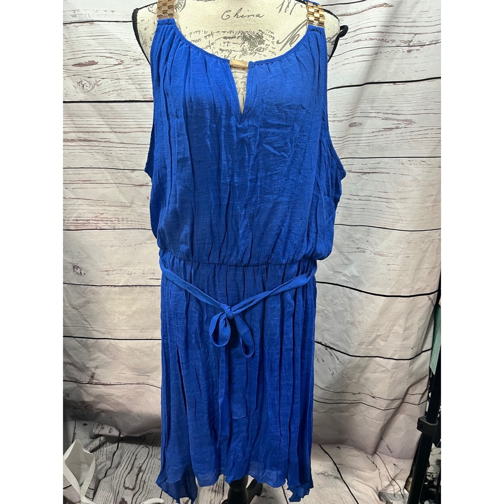 Mlle Gabrielle Royal Blue Chain Strap Midi Dress Plus Size 3X NWT 29394AROY(RA)